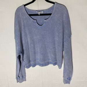 Wild Skye Blue Waffle Knit Long Sleeve Casual Top XL